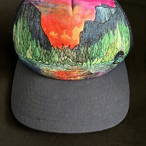 RARE Sunday Afternoons Artist Series Snapback Adjustable Trucker Hat Sunset Lake